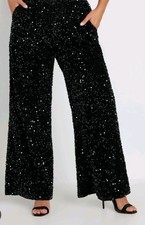Primark Black Sequin Wide Leg