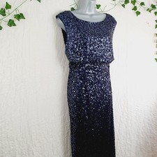 GORGEOUS JENNY PACKHAM NAVY SEQUIN LONG EVENING DRESS SIZE 18.