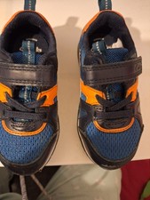 Clarks Toddler Boy 6.5 F Light Up Trainers Shoes Blue Orange hook n loop straps