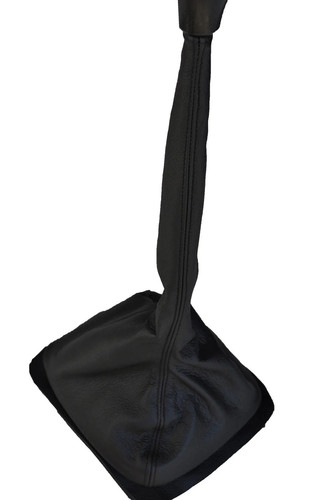 Black stitch long leather gear - black,