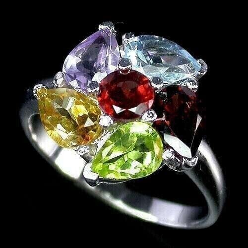 Silver ring garnet amethyst - silver,