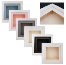 3D 1.75" Deep Box 4"x4"-10"x10" Brushed White Picture  Frame Baby Cast Medal CD