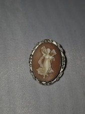 Antique shell cameo brooch - shell,