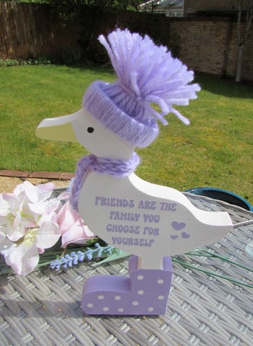 Freestanding wooden duck with - wooden,