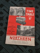 Northern General Bus Timetable 1954–55 with Fold-Out Map – Sunderland Newcastle