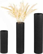 3pcs Floor Vase Metal Black Tall Large EylKoi Cylinder Vases Modern BLACK HSEGAR