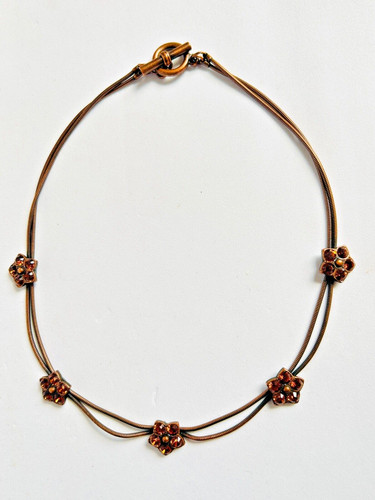 Bronze tone amber flowers - amber,