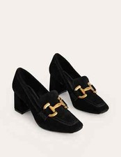 BODEN New Iris Snaffle Heeled Loafers Shoes - Black Suede - 42/8½ RRP £130