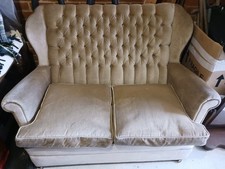 2 seater winged button back cottage style sofa matching two armchairs vintage