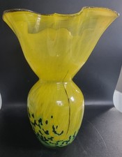 Large Murano Flared Vase In Yellow.