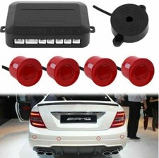 4x Red Parking Sensors Car Reverse Backup Rear Radar Alert System Buzzer KIT