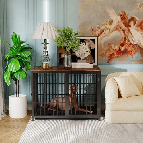 Wooden dog crate strong - dog, wire
