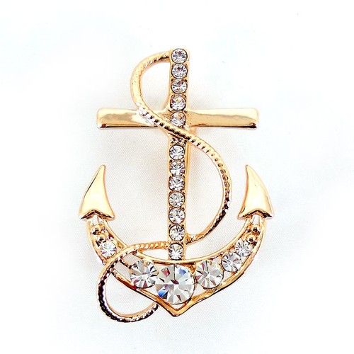 Unique big anchor pin - big, brooch