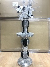 Black silver table and vase - silver,