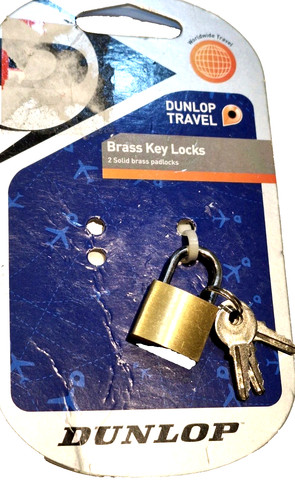 Dunlop travel padlock - travel, brass