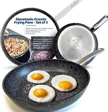 Jean-Patrique Stonetastic Granite Non-Stick Frying Pans - Set of 3 | Induction 