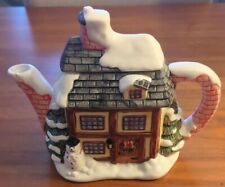 The Village Annie Rowe Winter Cottage Christmas Fine Ceramic Teapot