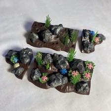AG038 Vintage Britains Floral Garden Miniature Toys - 4x Rockery Sections