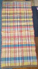 VTG Hand Made Rag Rug (29"x 63") Textured Colorful Woven Pennsylvania*Calico*EUC