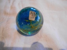 Mdina glass Blue and Yellow Paperweight Heavy glass Paper Weight
