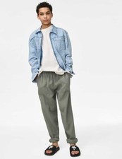 Marks & Spencer Boys Khaki Straight Boys Trousers - M&S