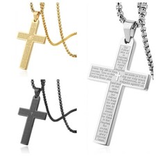 Mens Women Chain Necklace Cross Stainless Steel Pendant Crucifix Jesus Gift