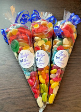 x12 Pre Filled Large Sweet Cones inc Personalised Sticker Birthday Party Wedding