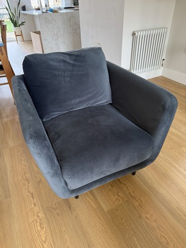 Scandi blue suede loveseat - blue,