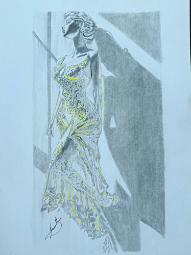 Signed unframed woman fashion - unframed,