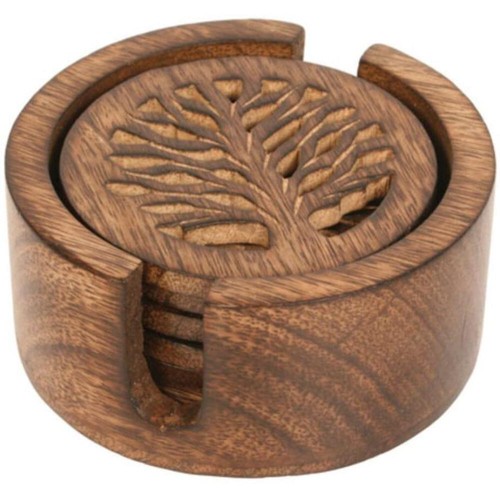 Set coasters wooden hand - set,