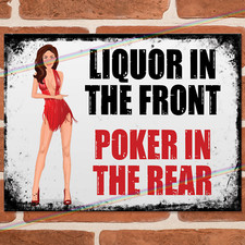 POKER LIQUOR Funny Metal Signs Mancave Shed Garage Home Pub Retro Tin Sign UK