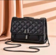 BEAUTIFUL Black quilted  bag with chain. Luxury bag .