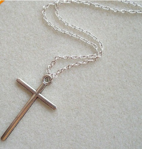 Silver tone cross pendant - tone,
