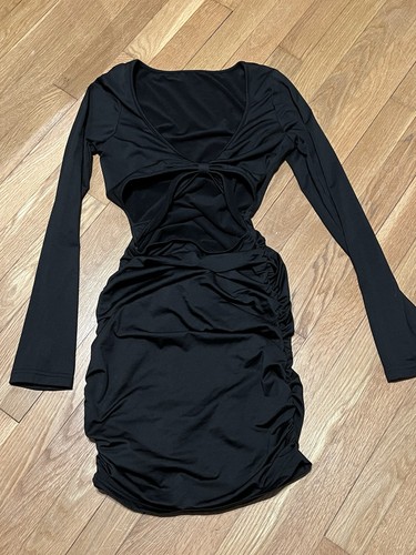 Black ruched cut out bodycon - cut,