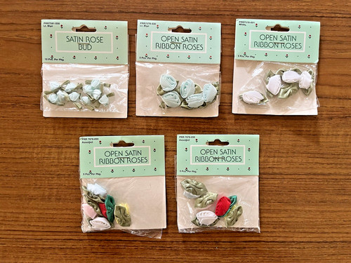 Vintage satin ribbon roses - ribbon,