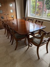 Yew Reproduction Extending D End Dinning Room Table and 8 Chairs with 2 extra 