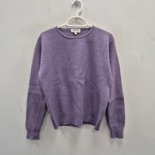 Johnstons Of Elgin Soft Lambswool Angora Cable Knit Crew Neck Jumper Size Small