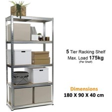 5 Tier Racking Shelf Heavy Duty Garage Shelving Storage Shelves Unit 180x90x40cm