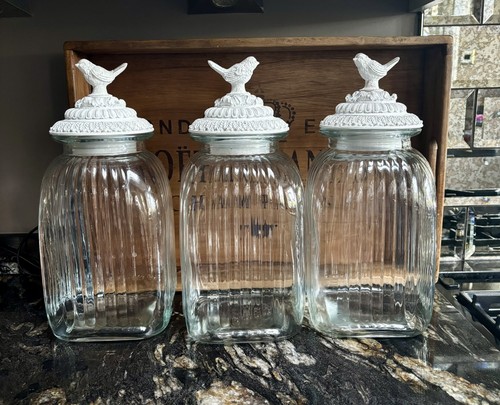 Large glass ribbed storage - glass, jar