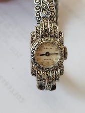 Balco Admes Ladies Watch Sterling Silver Marcasite Hand Winding Working Order