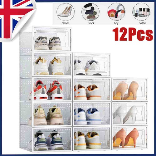 12pcs transparent shoe storage - transparent,