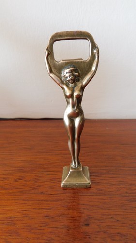 Vintage brass woman cheeky - brass,