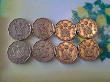 Set of Brass Three Pence Coins