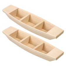  2pcs Wooden Boat Model Decor Wooden Unfinished Boat Ornament Home Desktop Boat