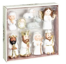 White & Gold Ceramic Nativity