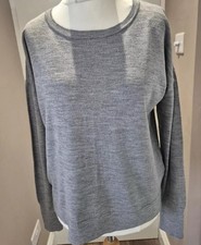 Uniqlo Grey 100% Wool Light Knit Jumper Uk Large Nwt Autumn Winter Layering 