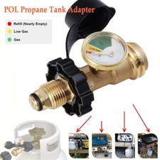 POL Propane LPG Gas Tank Adapter with Gauge and QCC1 Connector for Propane Tanks