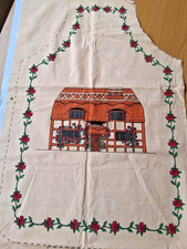 CUT AND SEW 5 APRON PANELS Country Cottage with Roses vintage cotton fabric EXC