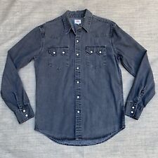 Levis black denim pearl snap button sawtooth pocket western cowboy shirt medium