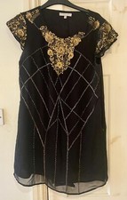 Party Dress From Red Herring Size 12. Black With Gold Sequins